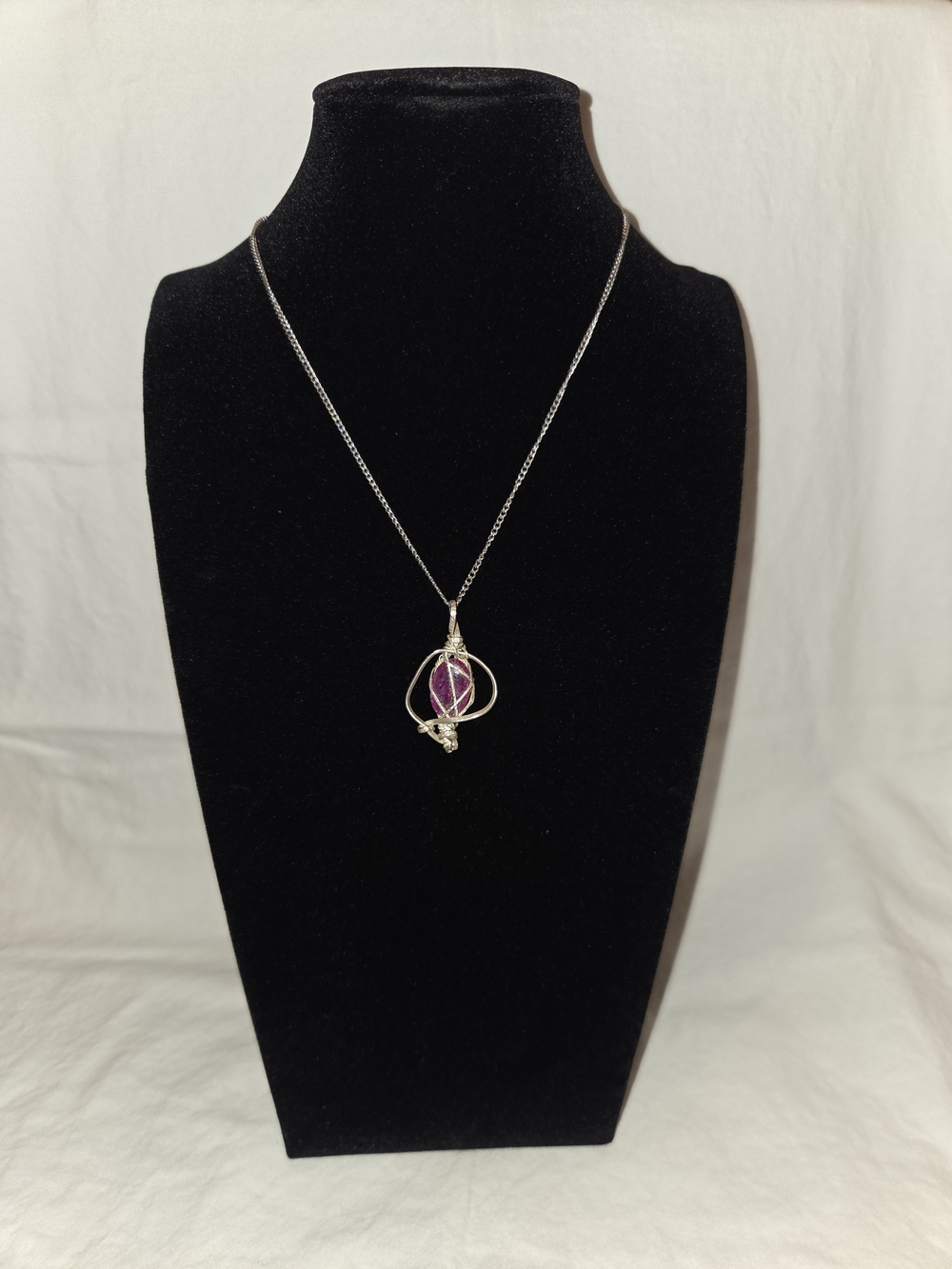 Silver Necklace with Purple Stone Pendant